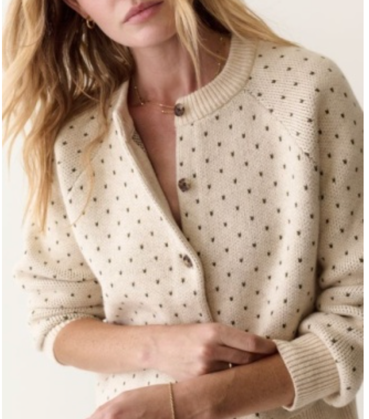 Iris Crewneck Cardigan | Oatmeal & Olive
