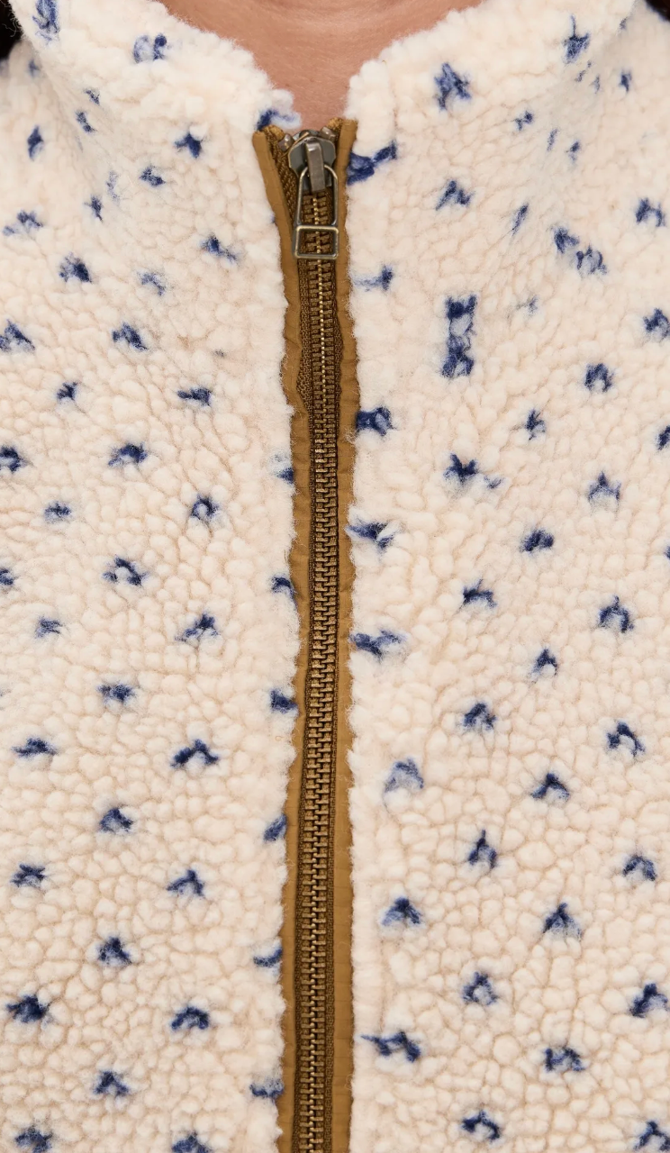 Marea Sherpa Vest - Ivory/Blue Birdseye
