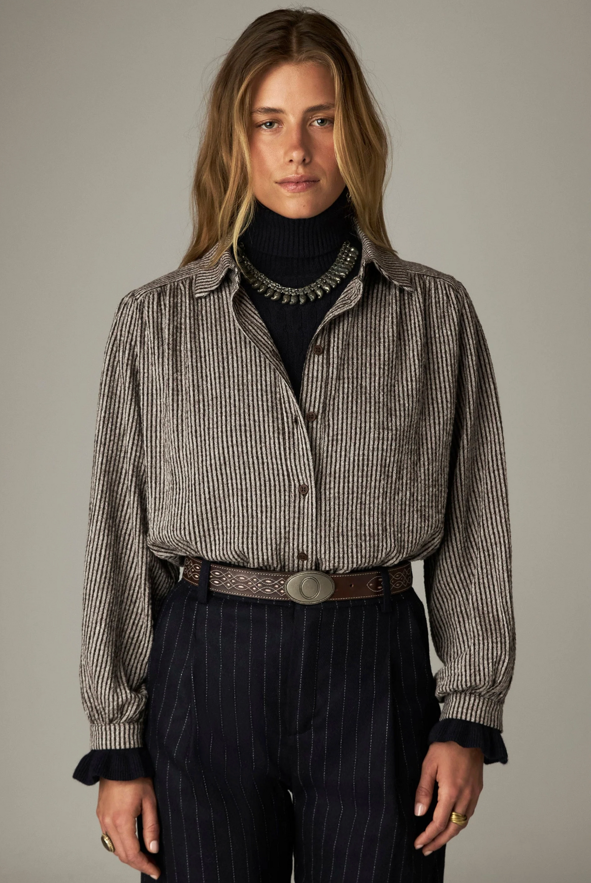 Maison Hotel Claude Shirt | Coffee Stripes