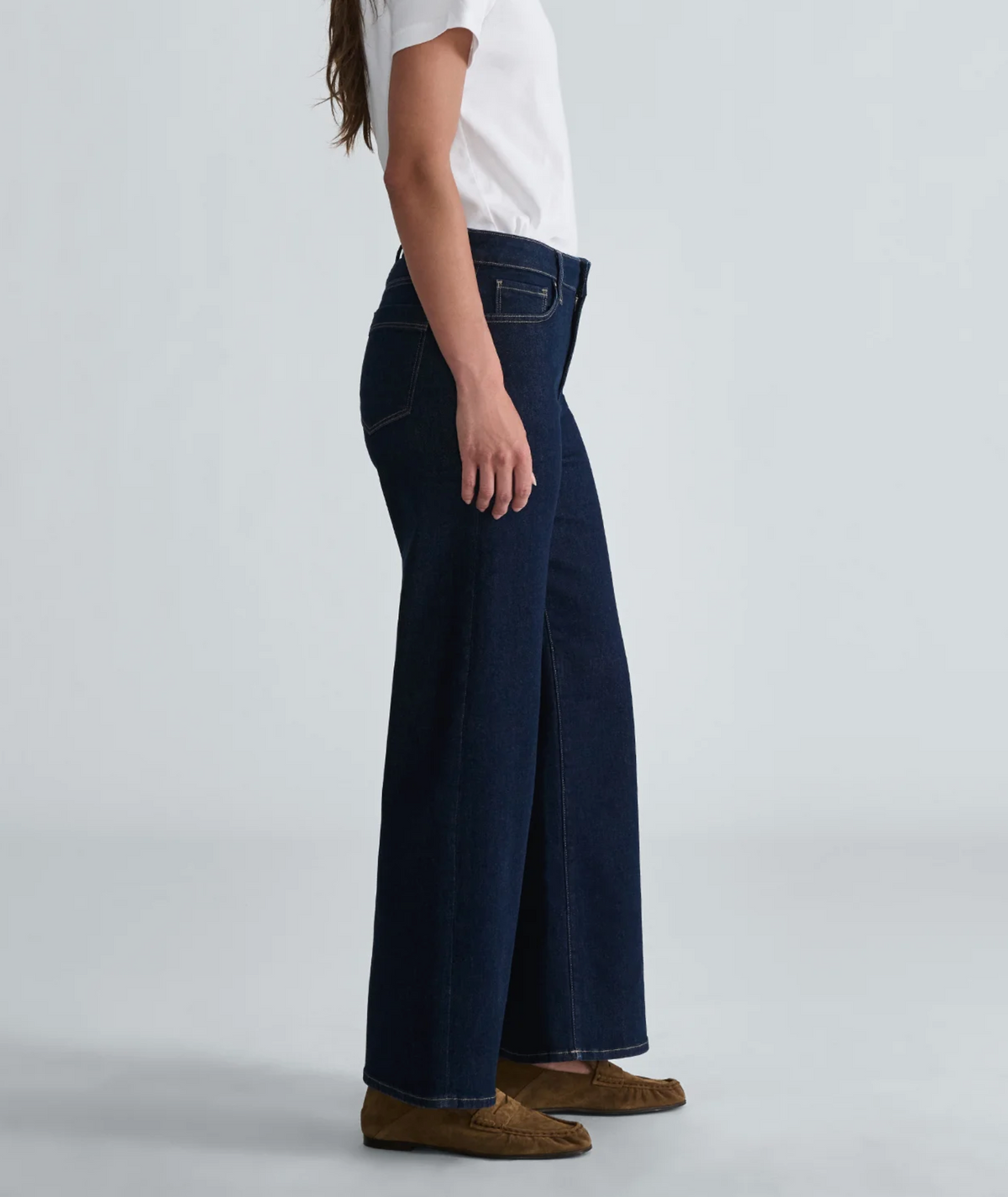 Paloma Wide Leg Jeans - Deep Brushed Feather Luxe