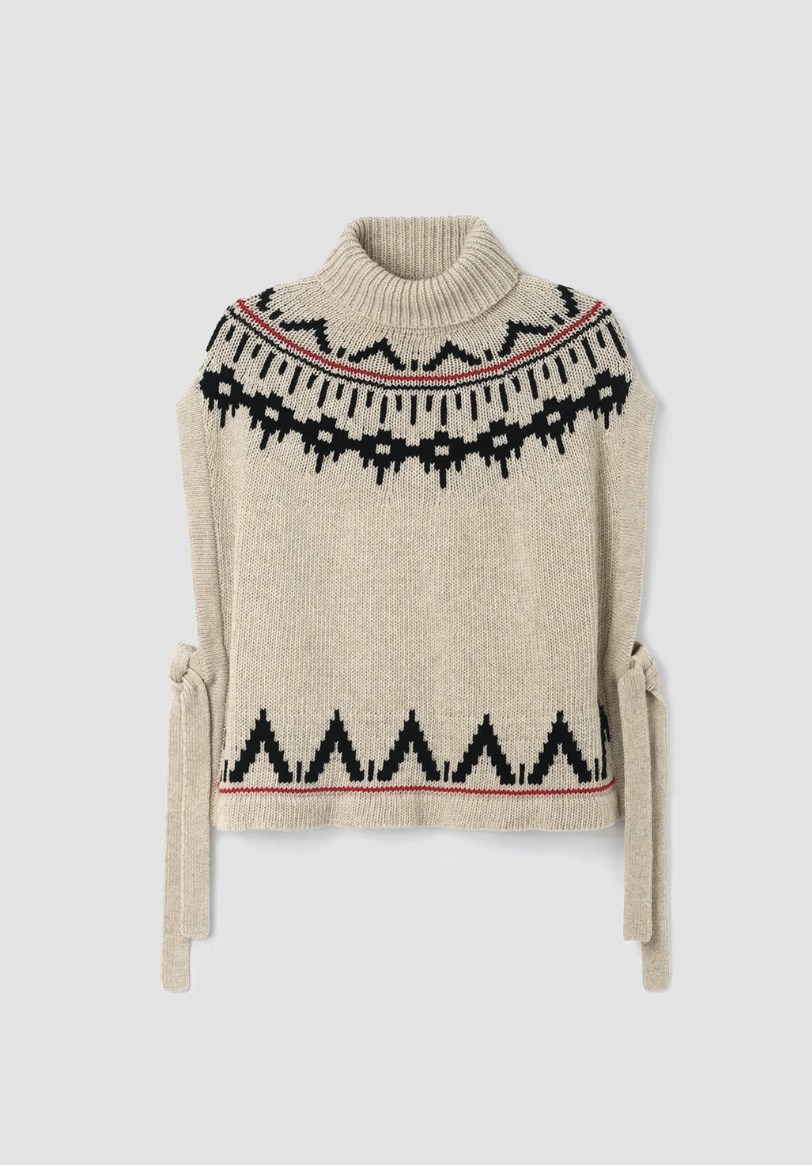 Kanon-Sue Recycled Wool Knitted Vest in Cream Marl Fairisle
