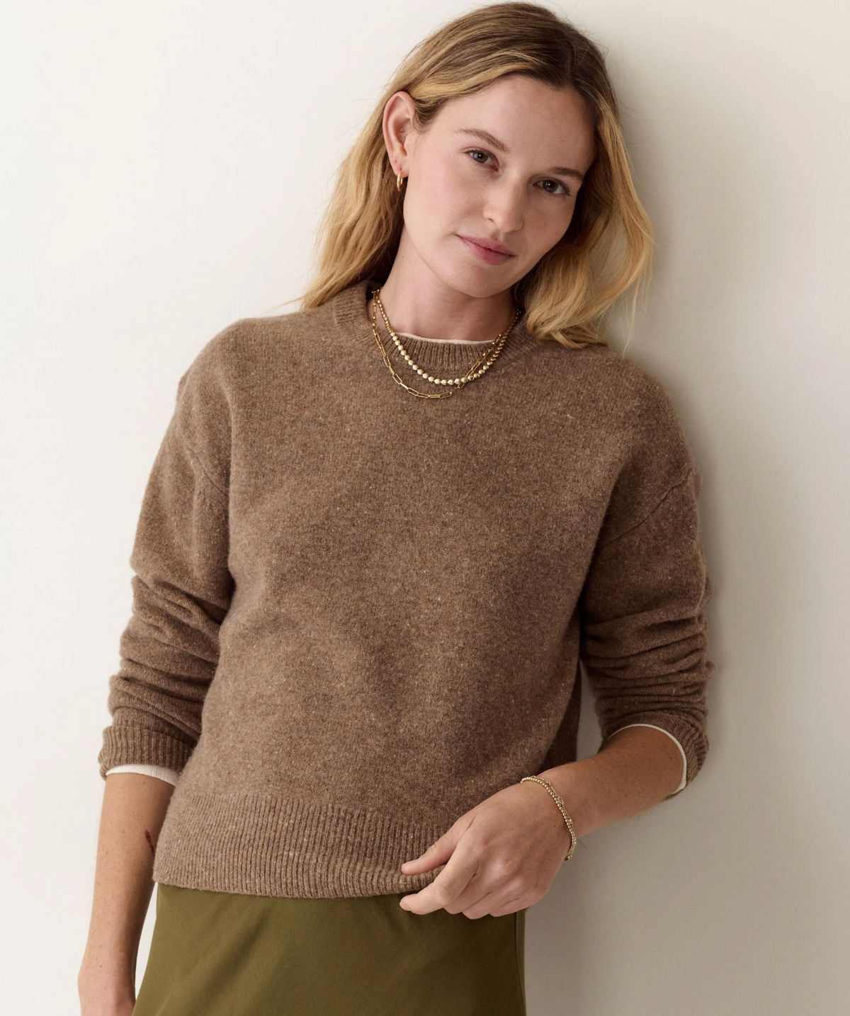 Marino Crewneck Sweater | Soft Brown