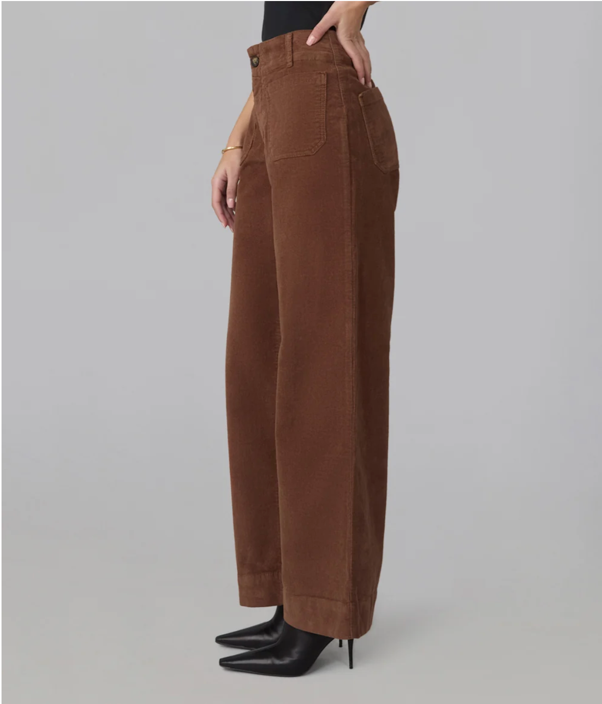 Colette High Rise Wide Leg Corduroy Jeans | Cafe Noir