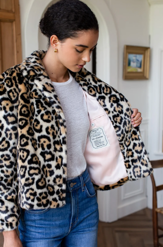 Short 60s Coat - Leopard Fur