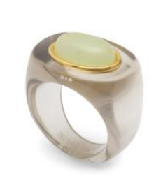 Deep Grey Resin Ring | Oval Aqua Quartz