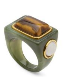 Jade Resin Ring | Rectangle Tiger's Eye w/ Moonstone