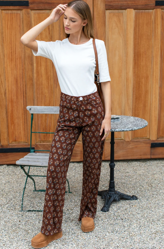 Emerson Fry Everyday Pant | Library Flowers | Cocoa