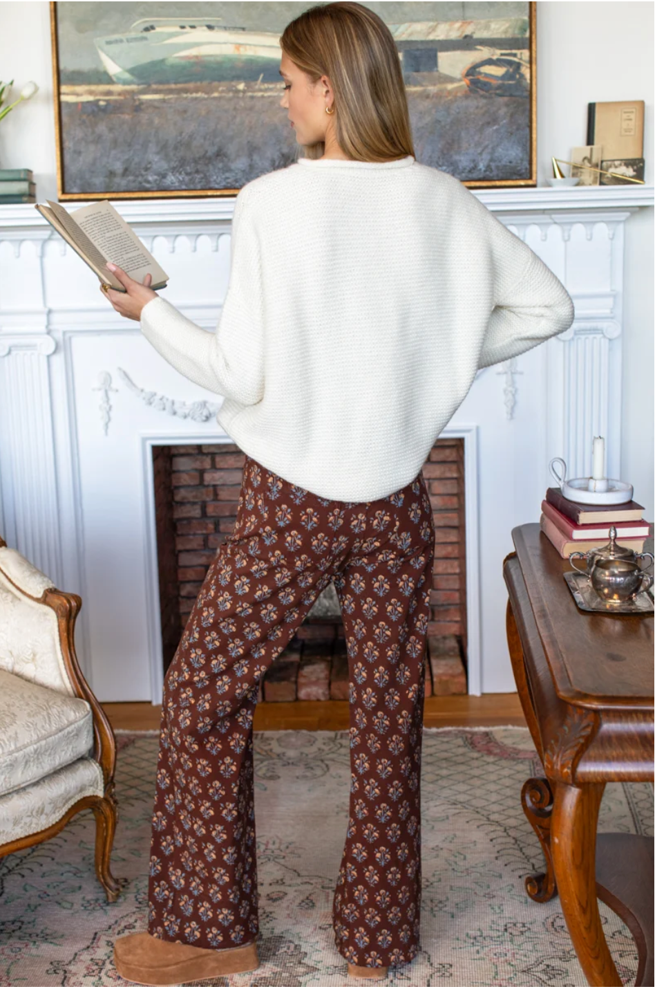 Emerson Fry Everyday Pant | Library Flowers | Cocoa