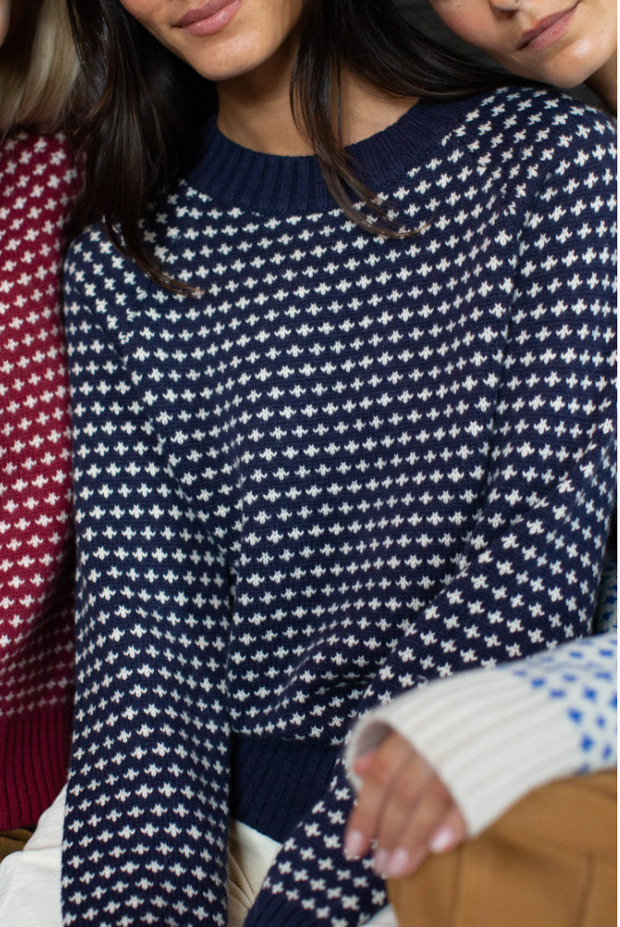 Marea Lodge Sweater | Navy/Ivory Birdseye
