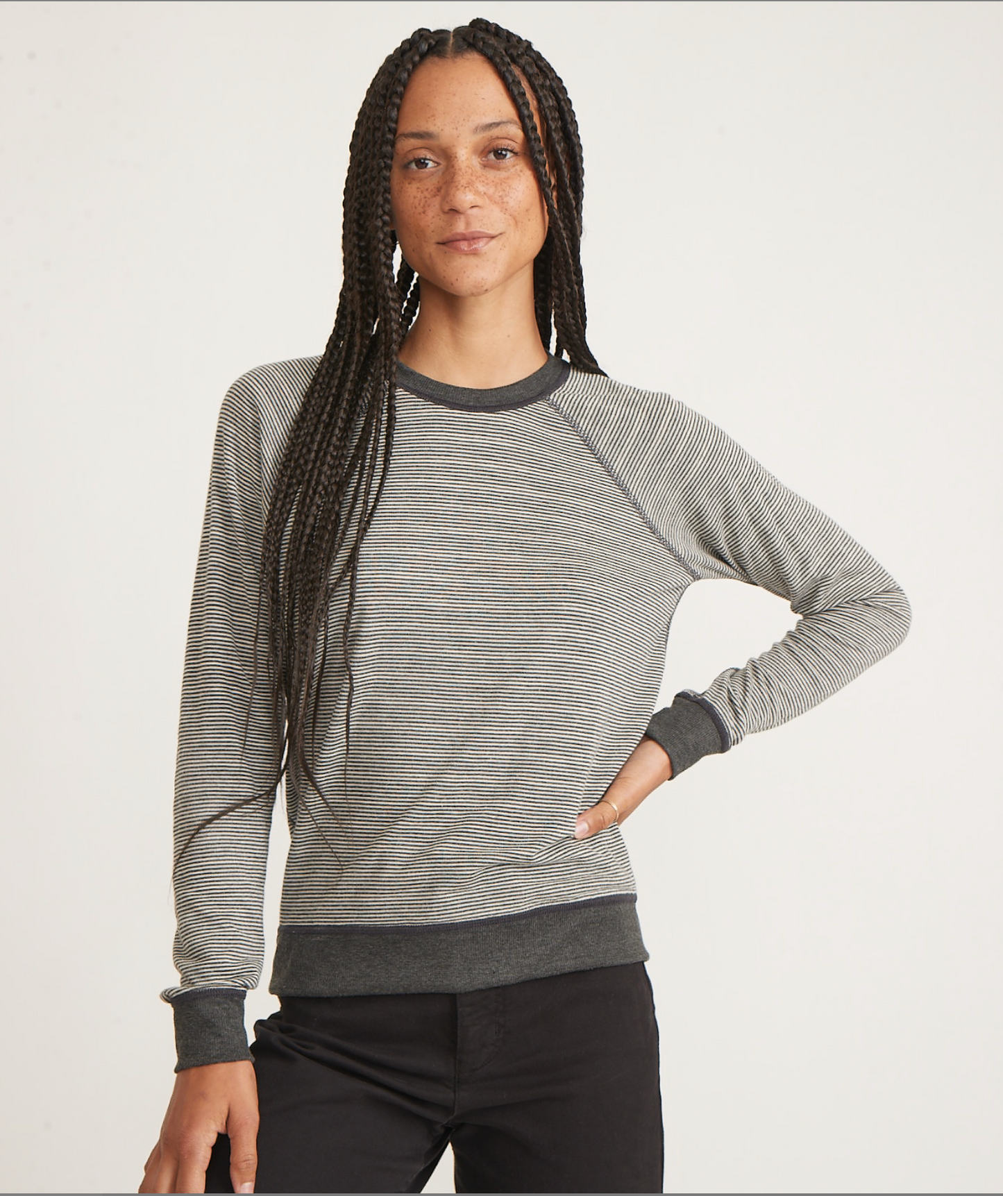 Reversible Raglan Sweater | Charcol/White