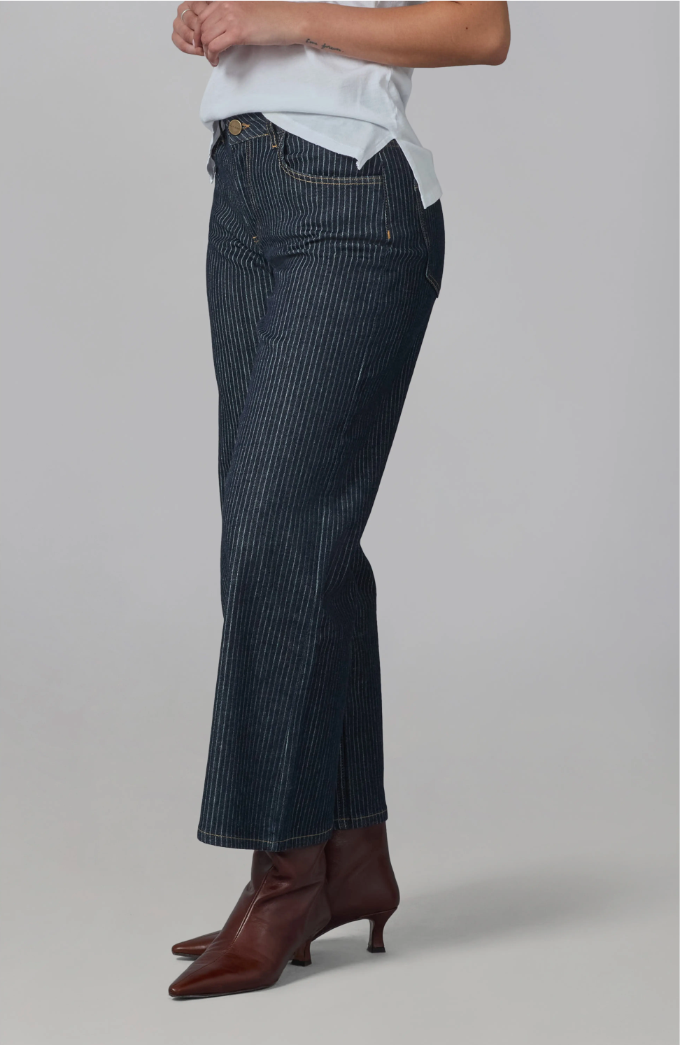 Lola Denim Pinstripe Blue Relaxed Wide Leg