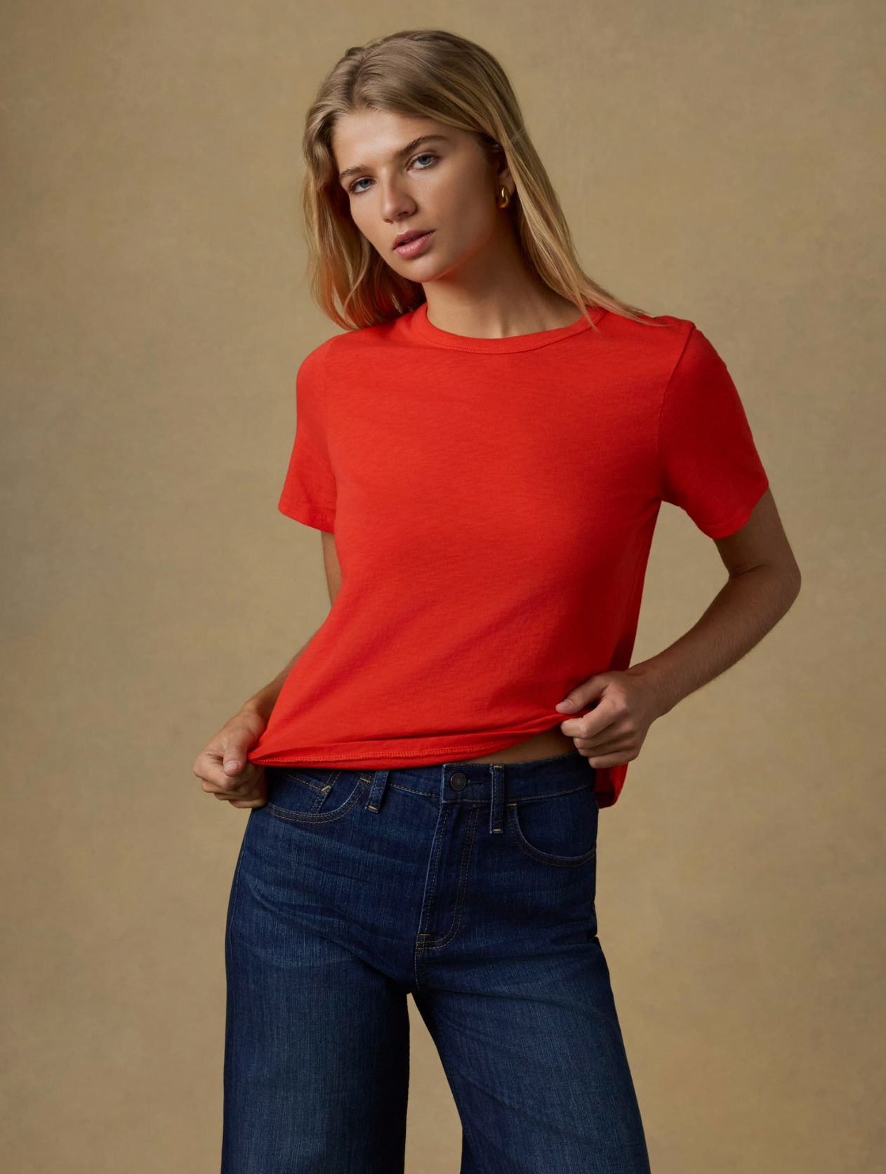 Sunwashed Essential Tee -Poppy red