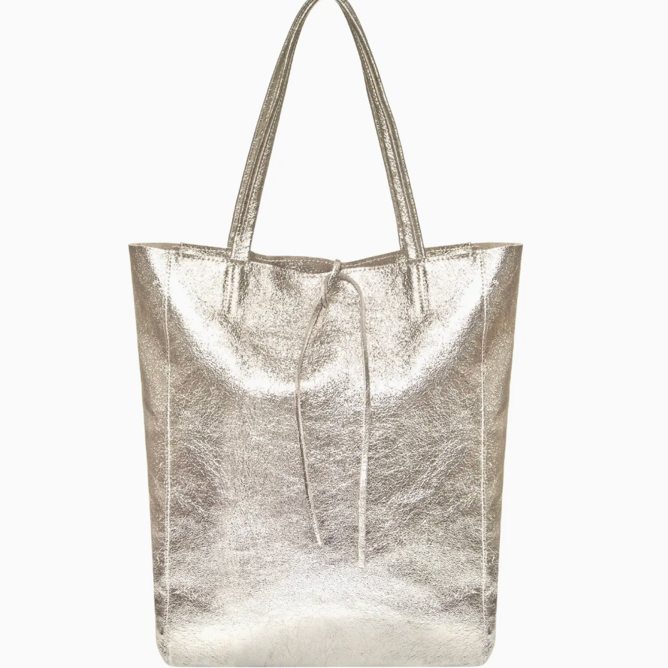 Italian Genuine Metallic Suede Tote Bag 201718