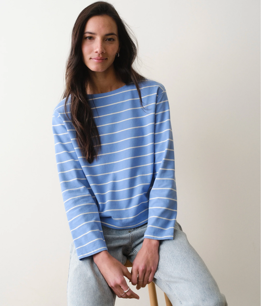 Luxe Sueded Mariner Tee | Cobalt Stripe