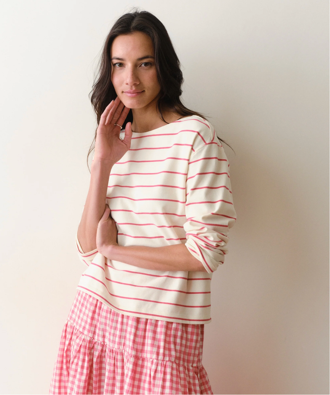 Luxe Sueded Mariner Tee | Ruby Stripe