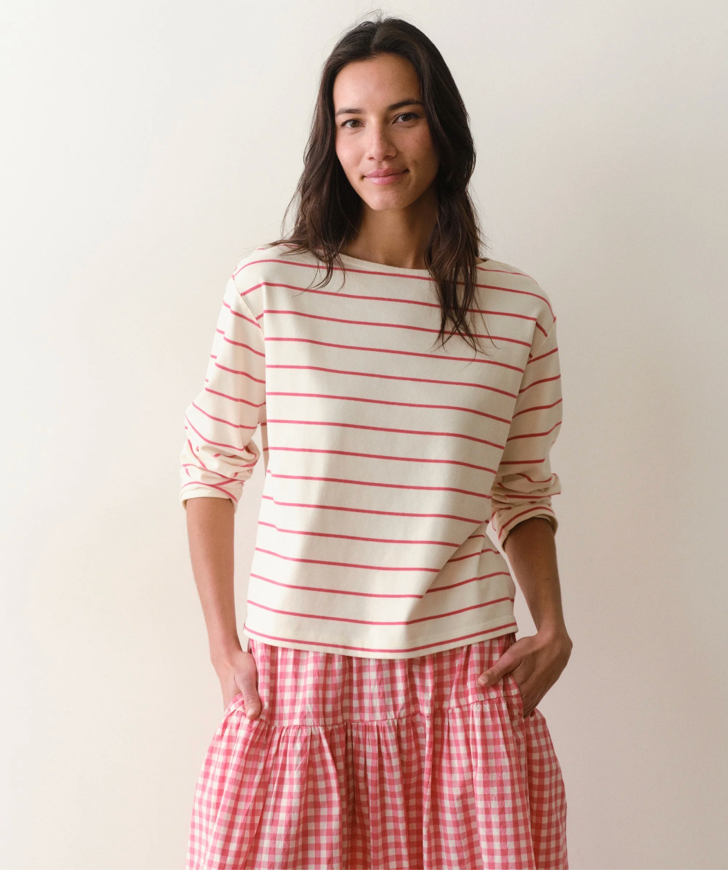 Luxe Sueded Mariner Tee | Ruby Stripe