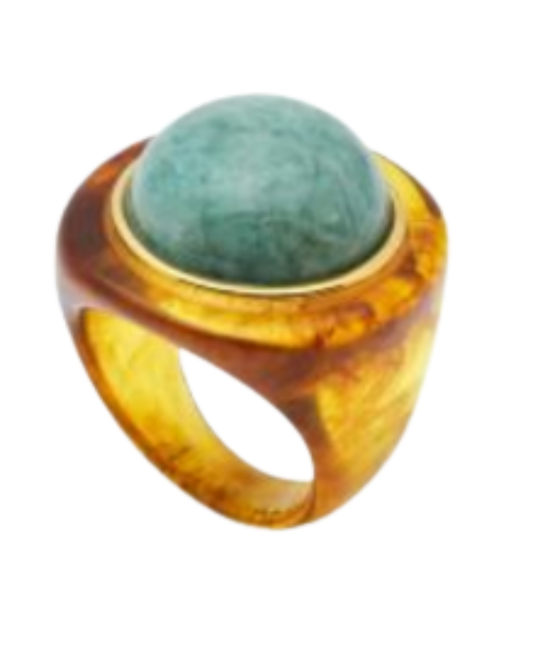 Tortoise Shell Resin Ring | Amazonite 77