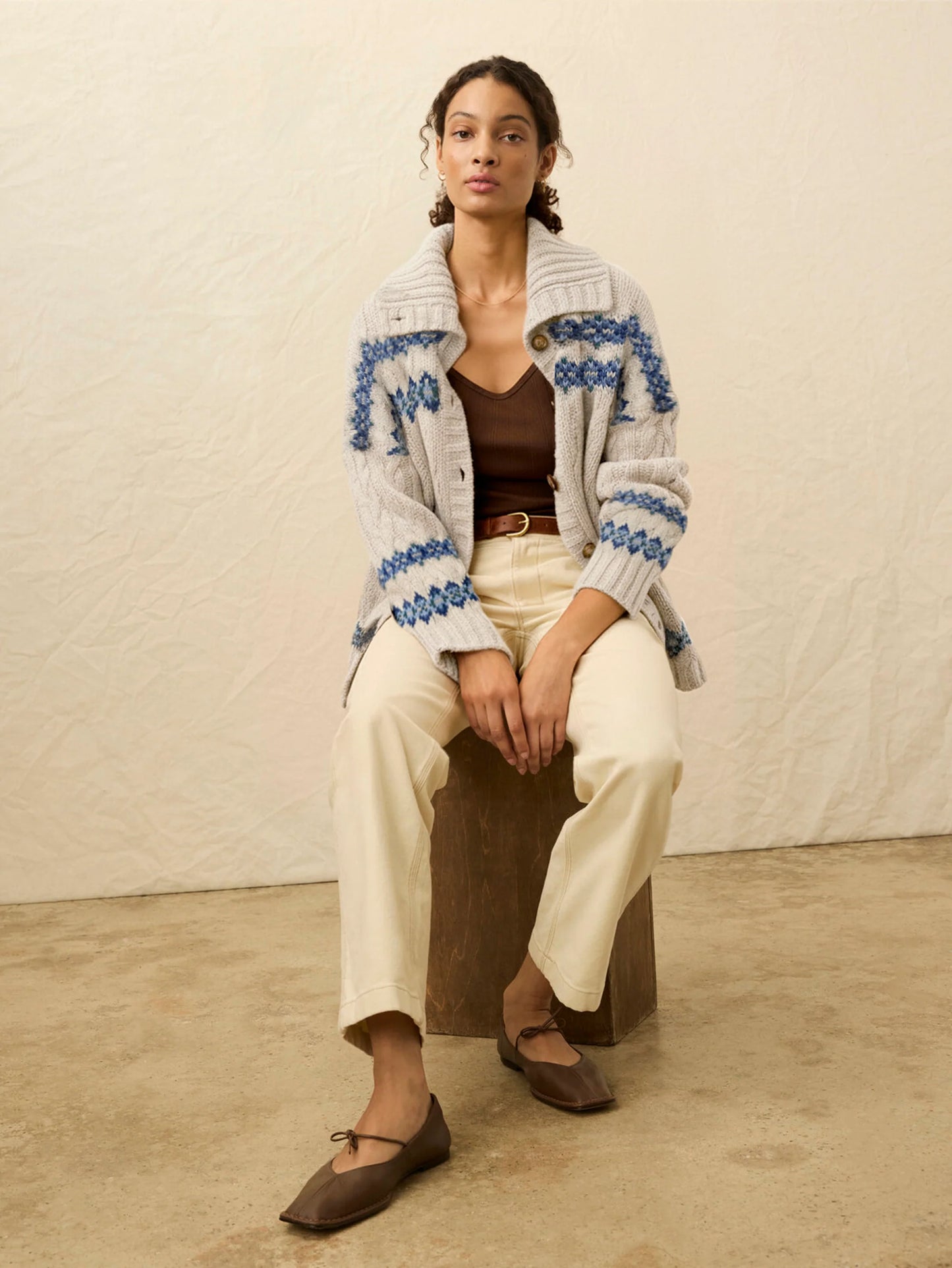 Highland Fairisle Cardigan | Lakeside Fairisle Snow