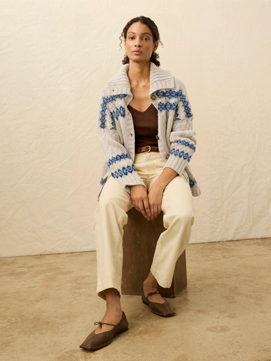 Highland Fairisle Cardigan | Lakeside Fairisle Snow