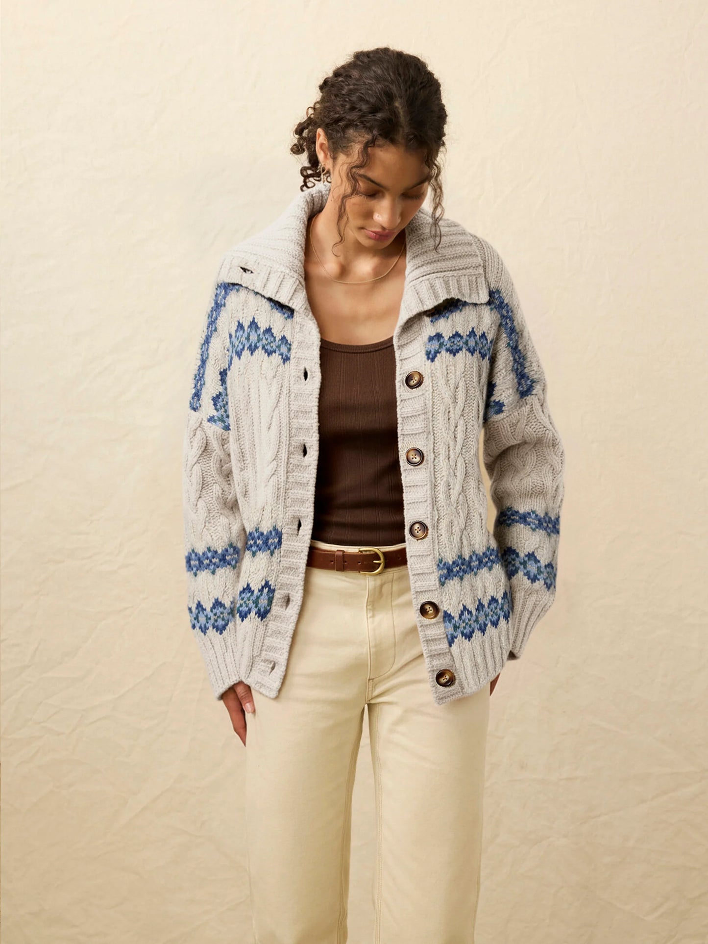 Highland Fairisle Cardigan | Lakeside Fairisle Snow