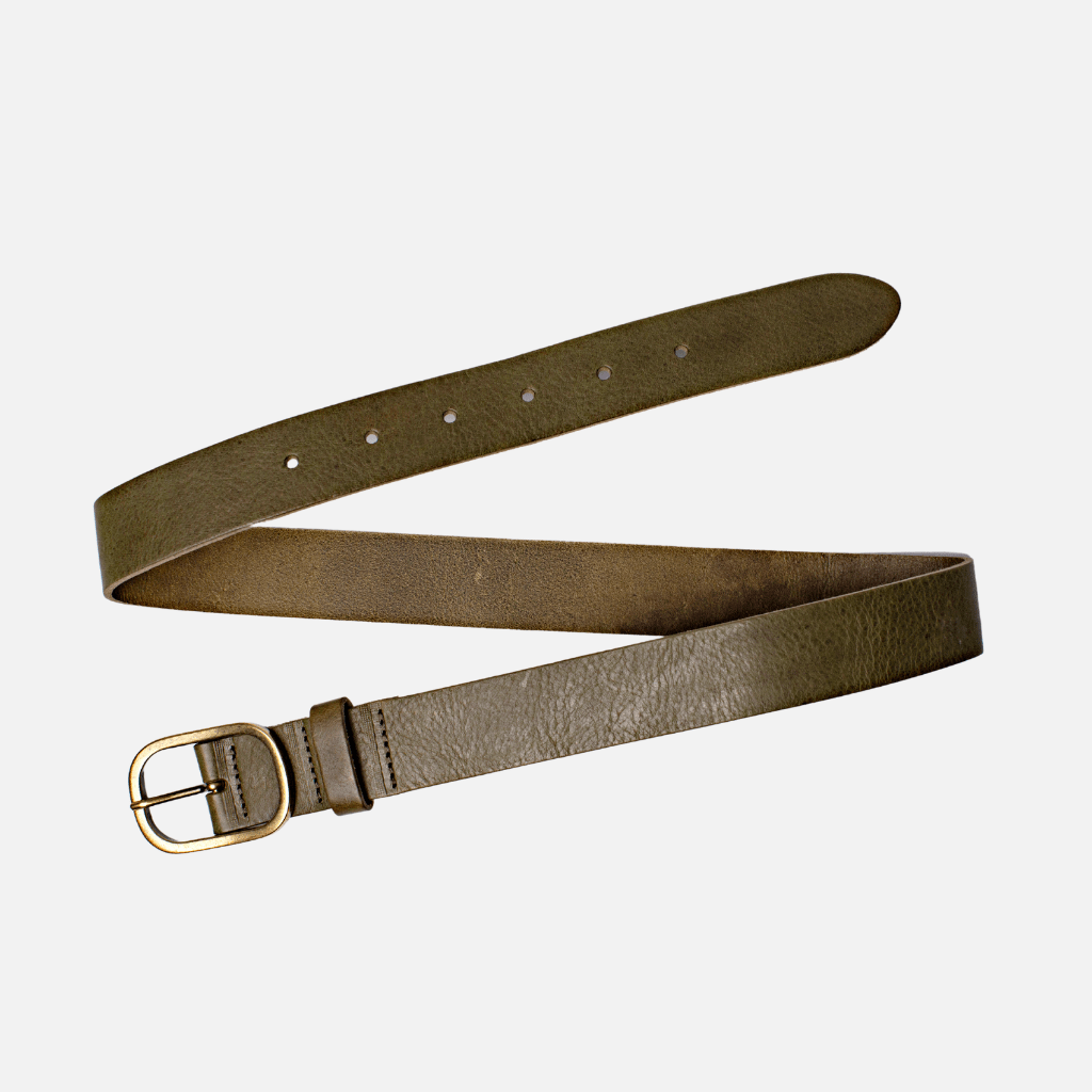 Marin | Gold Oval Buckle Design Statement Leather Belt Women