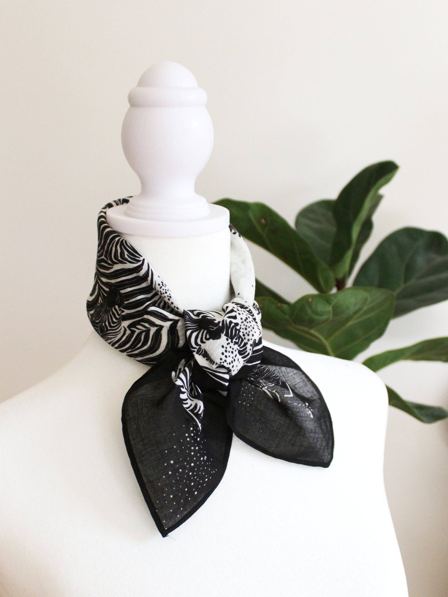 Zebra, "New Beginning" Bandana Scarf (B&W)