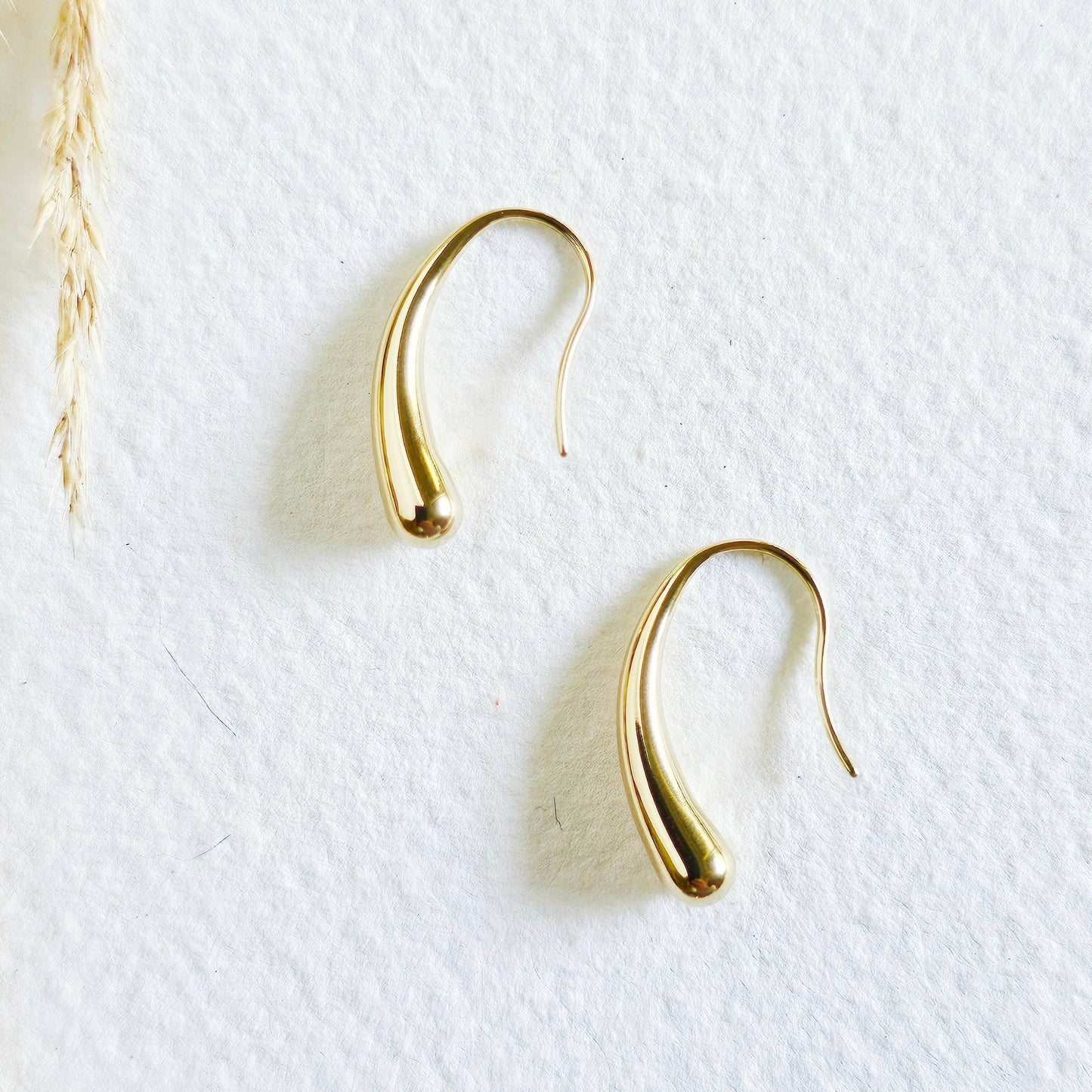 Mini Drop Hoop Earrings Gold Plated