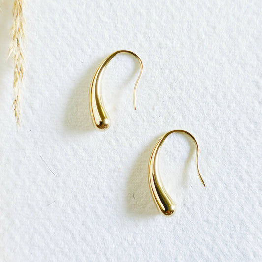 Mini Drop Hoop Earrings Gold Plated
