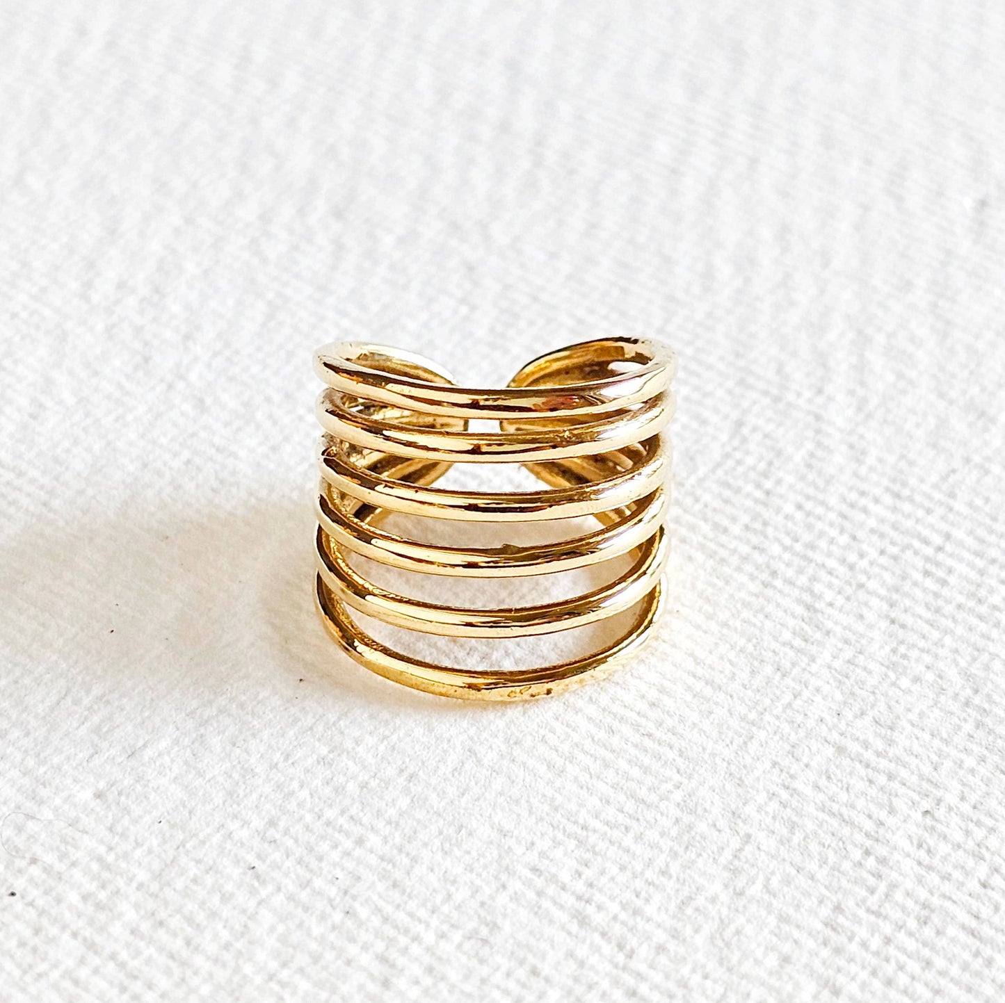 Brass Layered Ring Adjustable Handmade