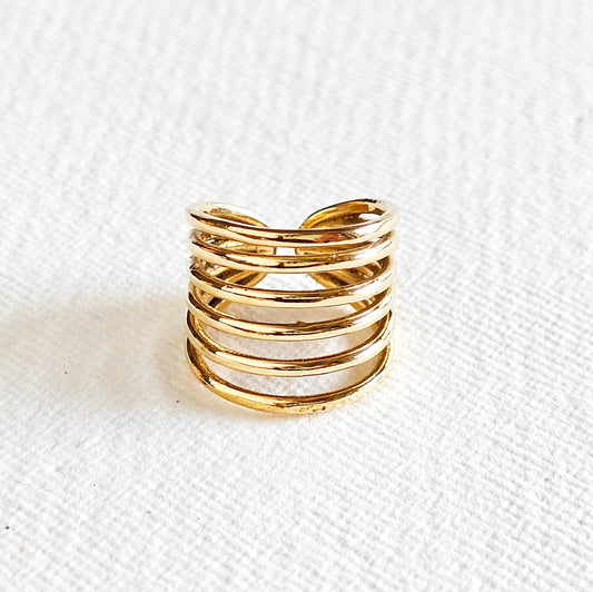 Brass Layered Ring Adjustable Handmade