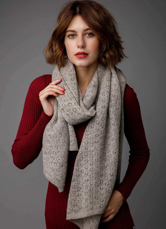 Light Grey Yak Wool Scarf