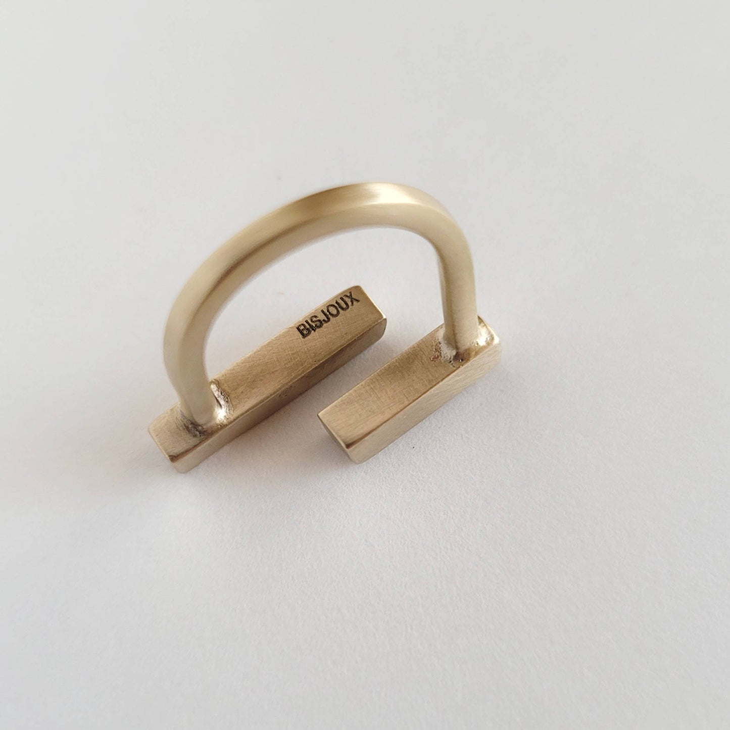 Modern brass rod ring handcrafted adjustable