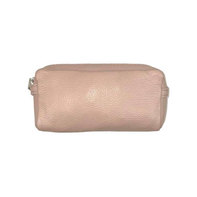 Women's High Quality Zippered Leather Toiletry Bag on Sale