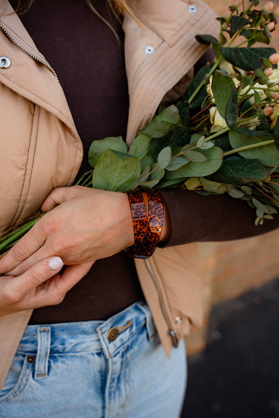 Brynn Bracelet - Amber Dot - Small // Acrylic Cuff Bangle