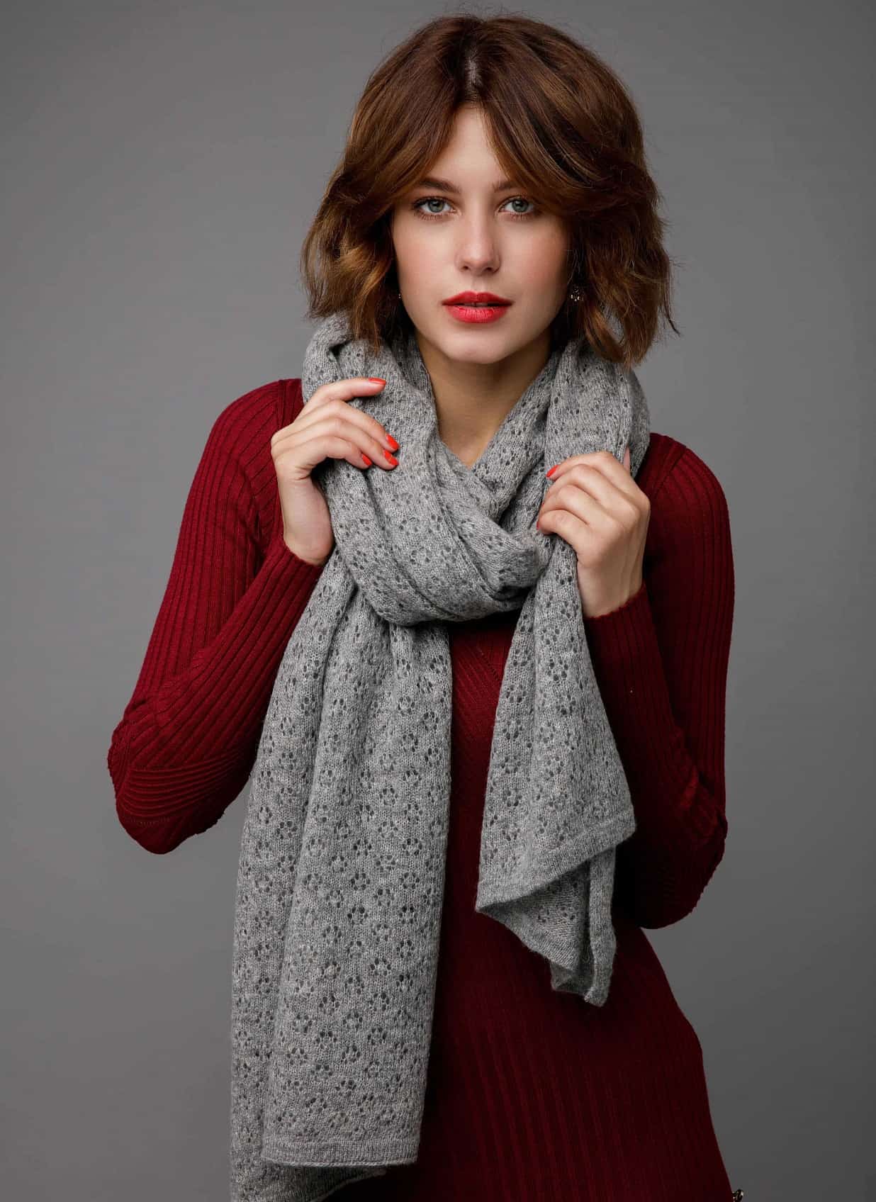 Gray Yak Wool Scarf