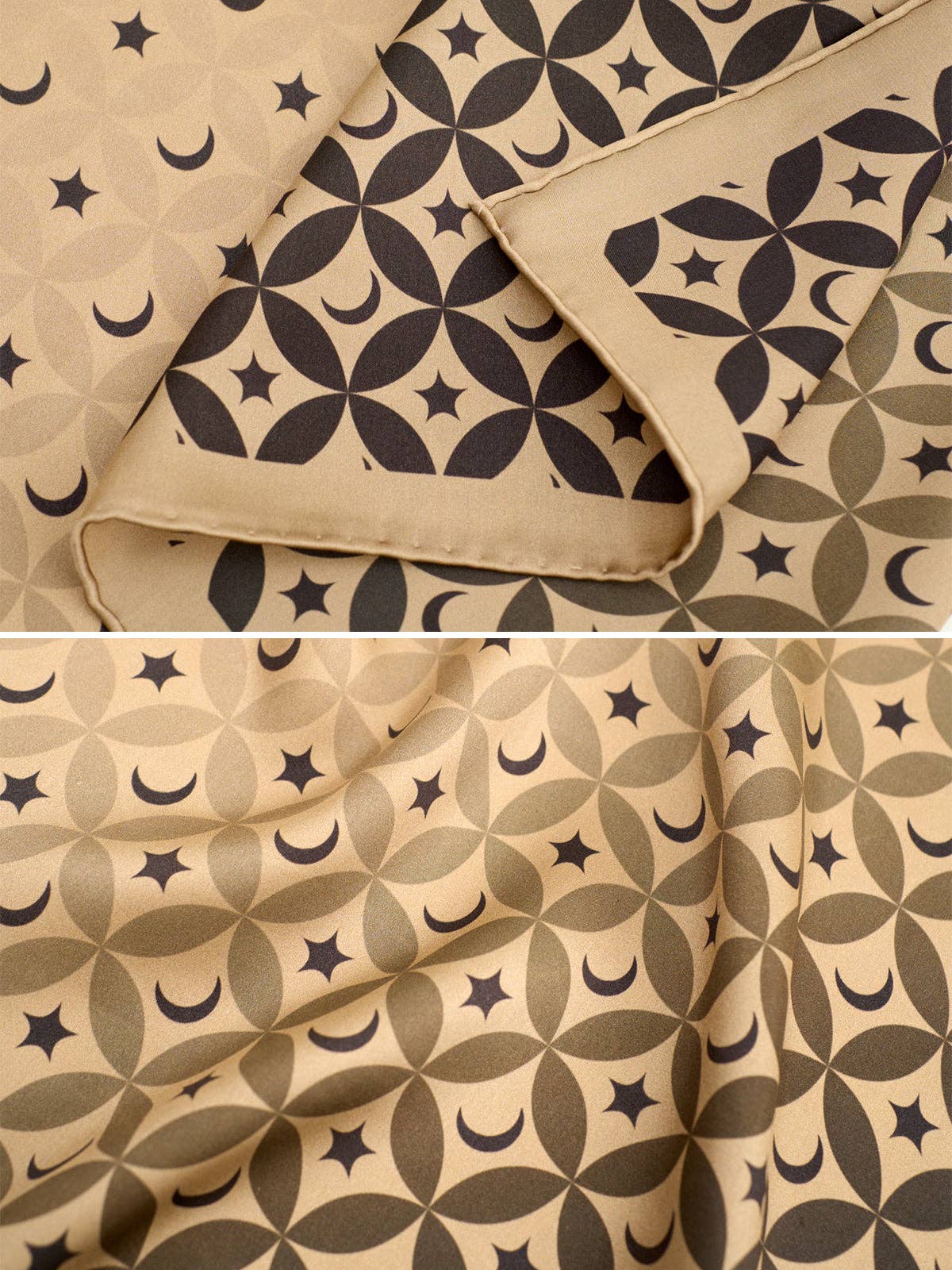 "Moonlit Stars" Silk Bandana Scarf - Gold