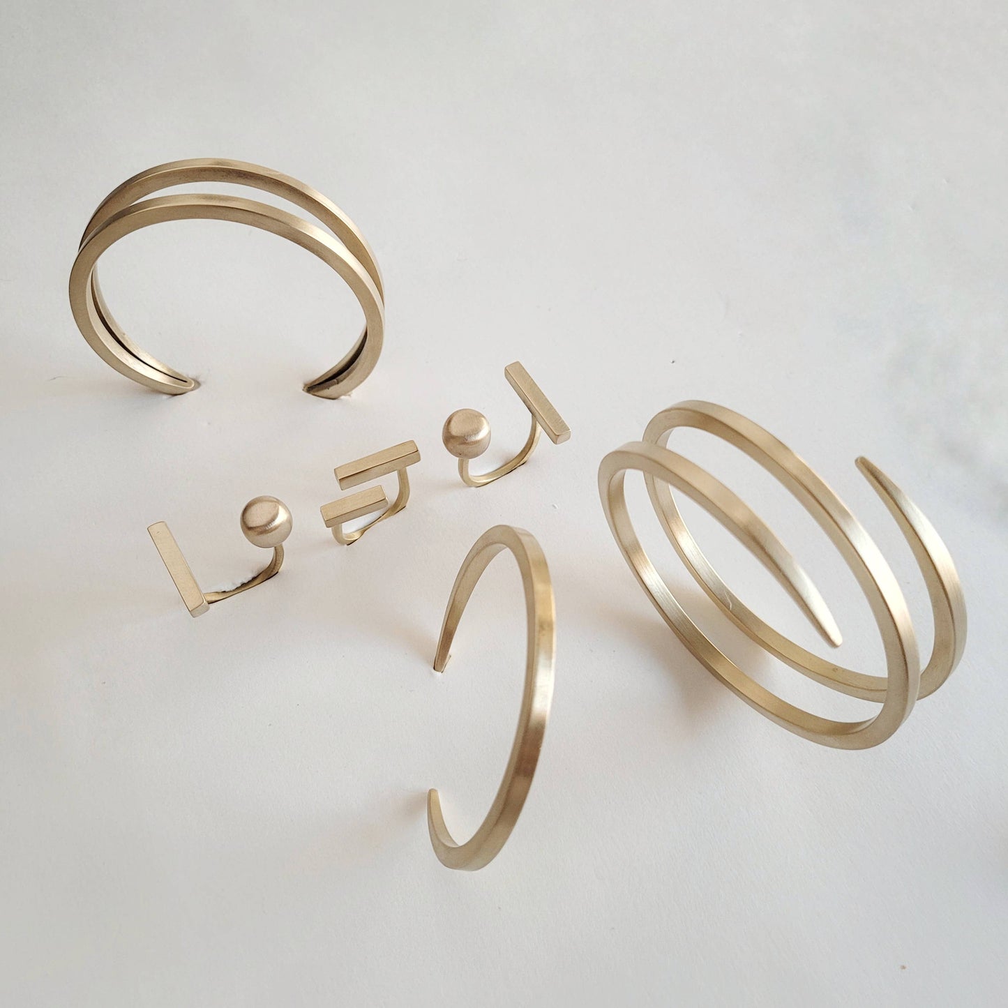 Modern brass rod ring handcrafted adjustable