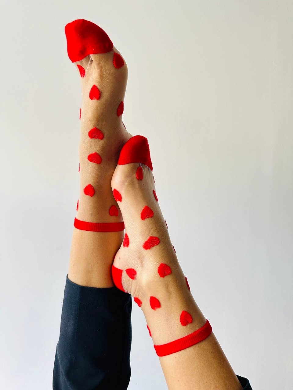 Laure socks with red hearts - ankle socks