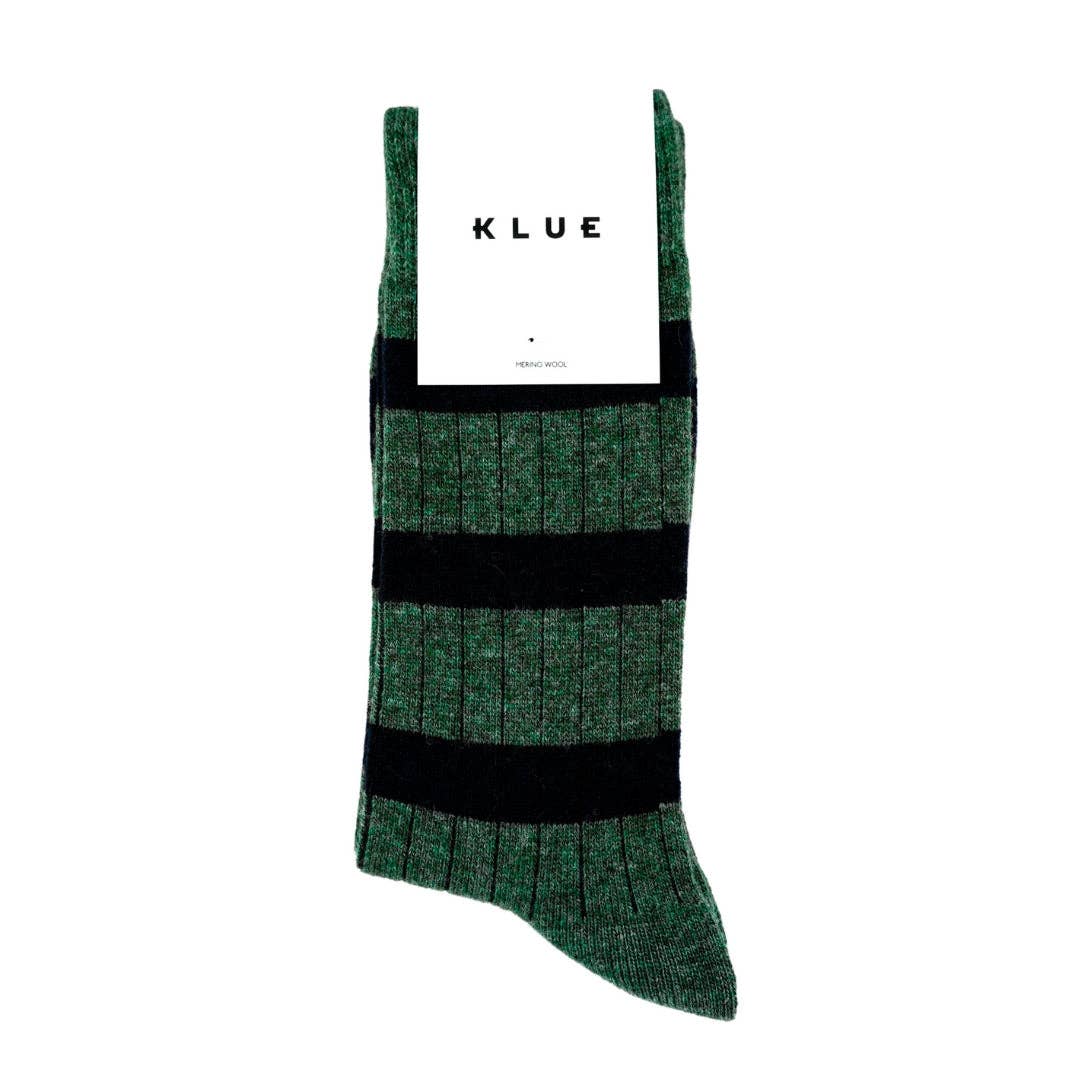 KLUE Merino Wool socks with stripes | Dark green and black