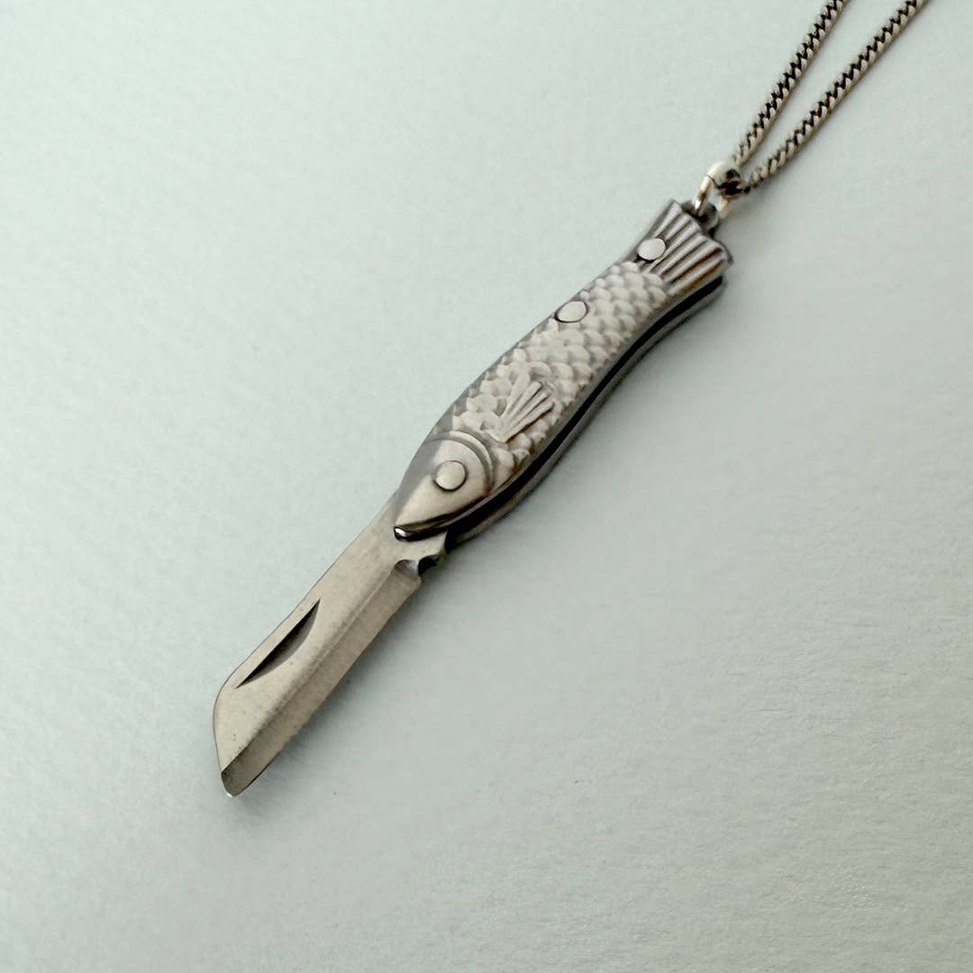 Small Silver Fish Knife Necklace