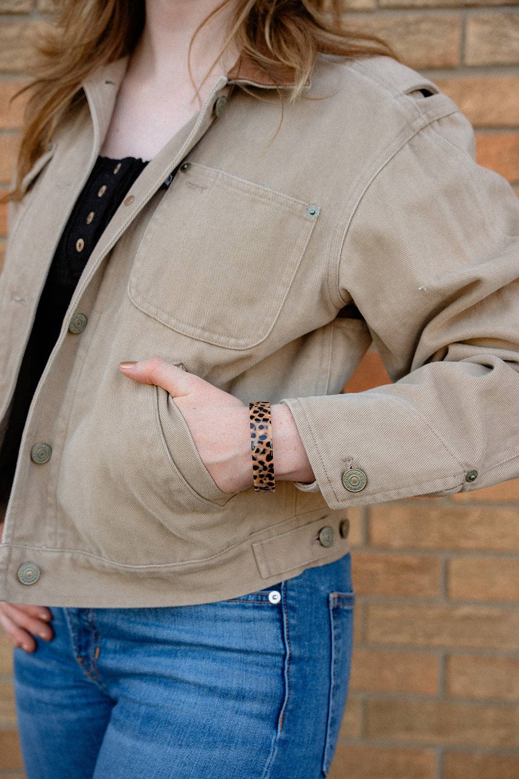 Brynn Bracelet - Cheetah - Standard // Acrylic Cuff Bangle