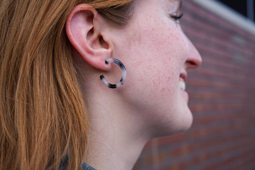 Cam Mini Hoops - Snow Tortoise // Jewelry, Earrings, Fall