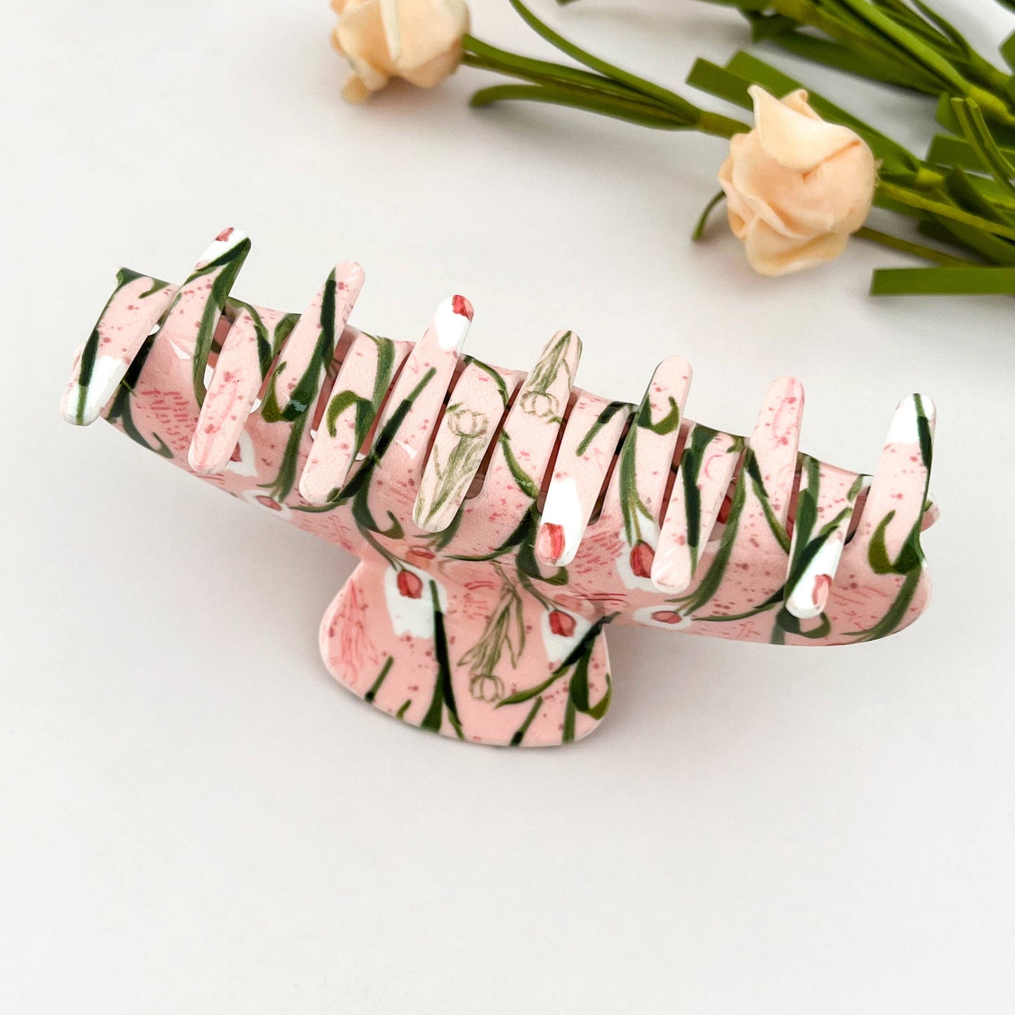 Romantic Pink Tulip Acetate Claw Clip-spring gift