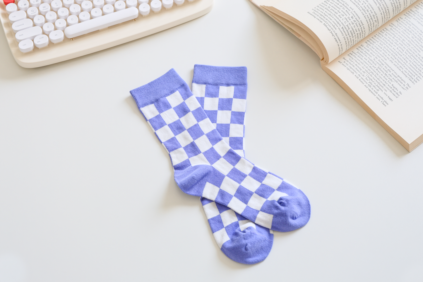 Checkered Cotton Socks - Trendy & Soft Crew Socks