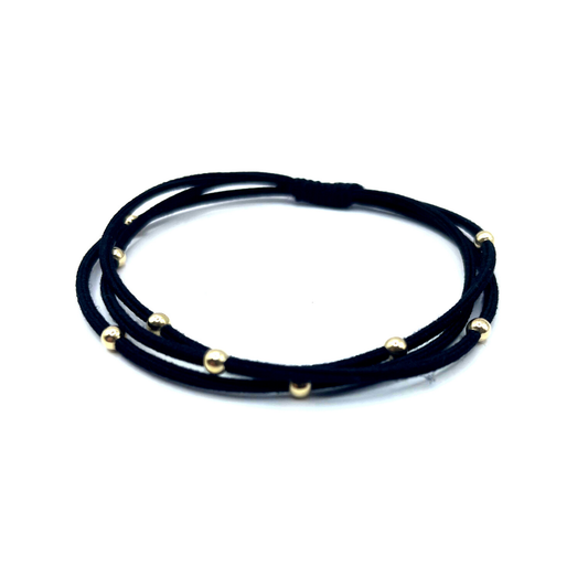 #WP-B - Single Water Pony 3mm Gold Waterproof Hair Band in Black