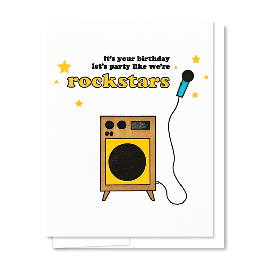 Karaoke Birthday - Letterpress Greeting Card
