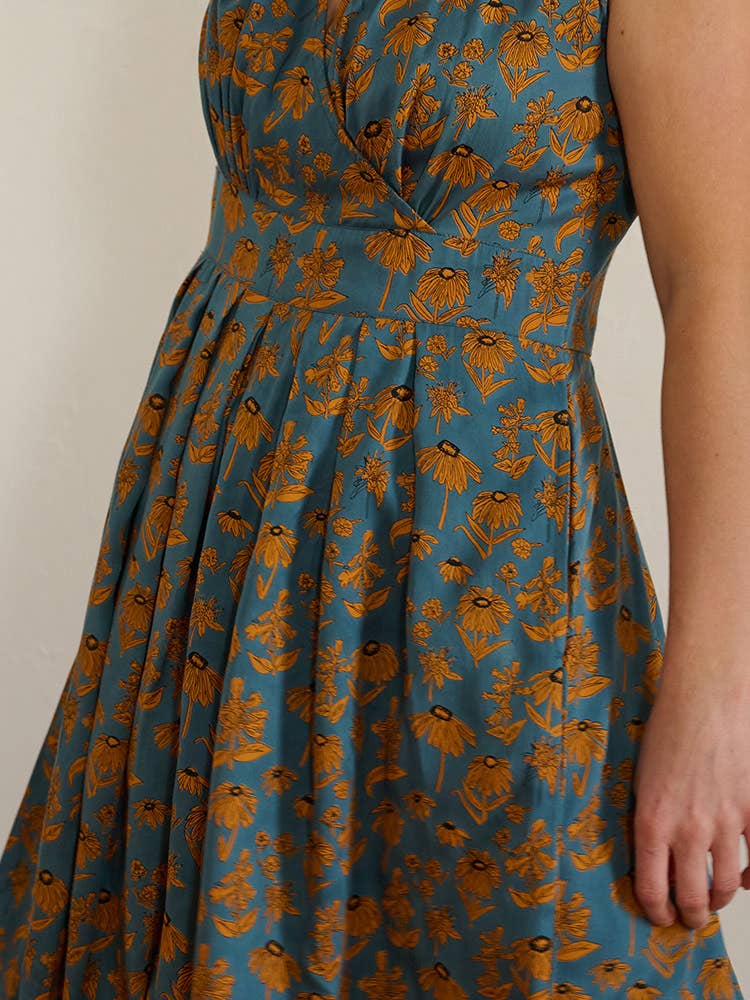 Lucille Dress Teal Floral