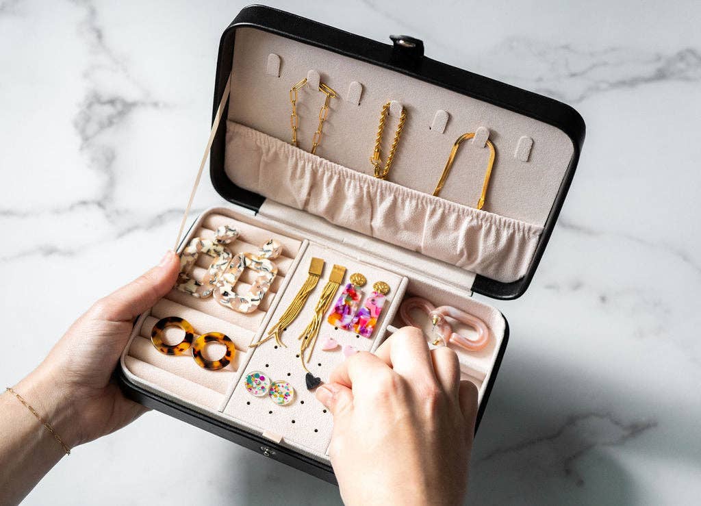 Jewelry Travel Case Box - Black // Gift, Storage