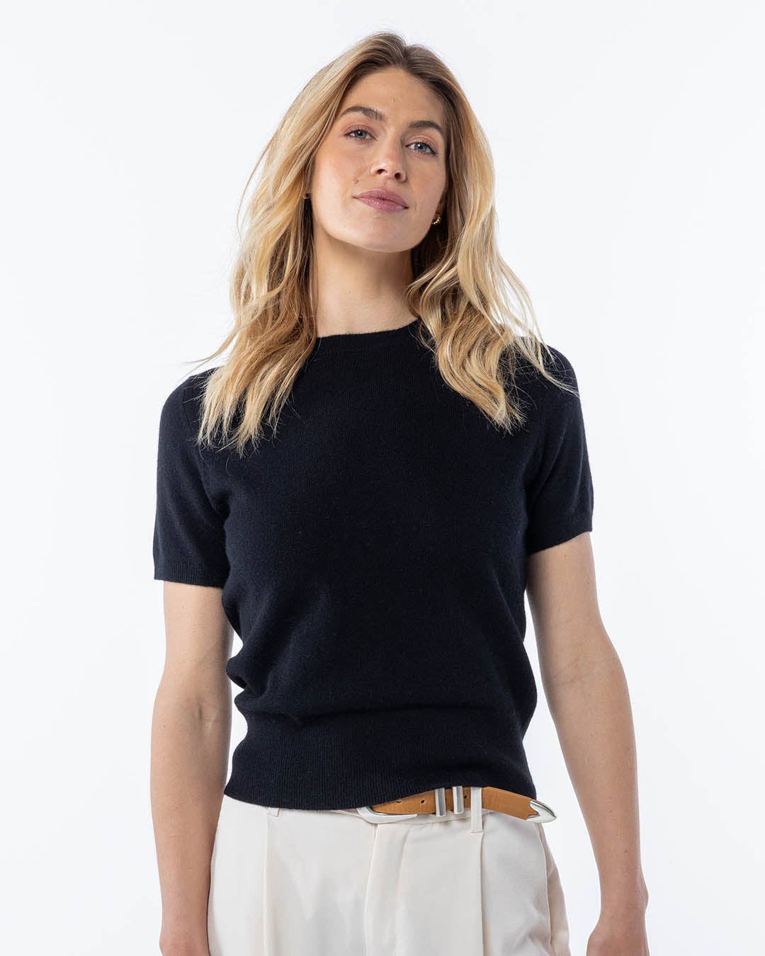 Short Sleeve Cashmere Crew | Black