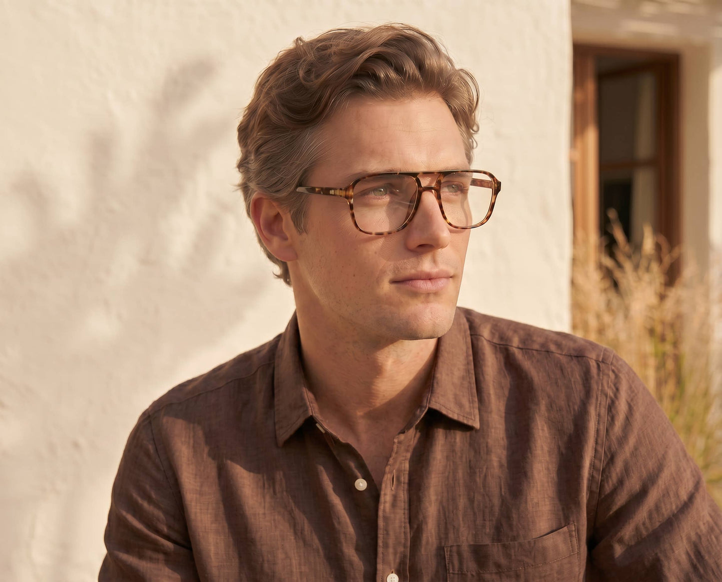 BP20391 - NEW Jax Aviator Brown Marble Blue Light Reader